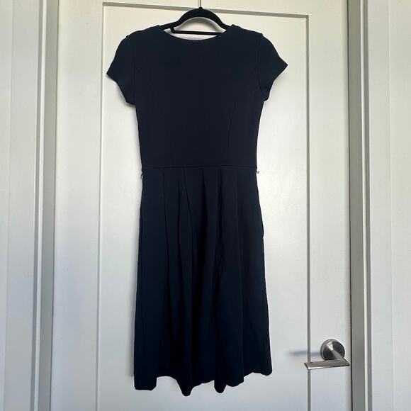 Brooks Brothers Womens Navy Blue Short Sleeve V-Neck Midi Dress Size 2 - Picture 2 of 12